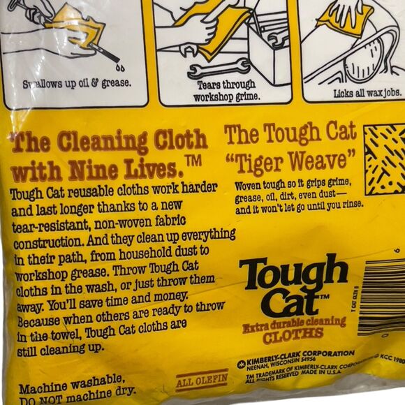 Tough Cat Extra Durable Cleaning Cloths 5 Reusable 1980 Vintage New Old Stock - Picture 8 of 8